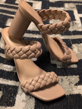 Target Nude Braided Double-Strap Block Heel Sandals - Beige